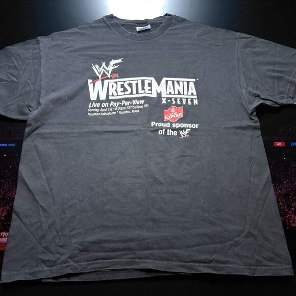 Vintage 2001 WWF WrestleMania X-Seven PPV Hanes T-Shirt Men’s XL Molson - Picture 1 of 5